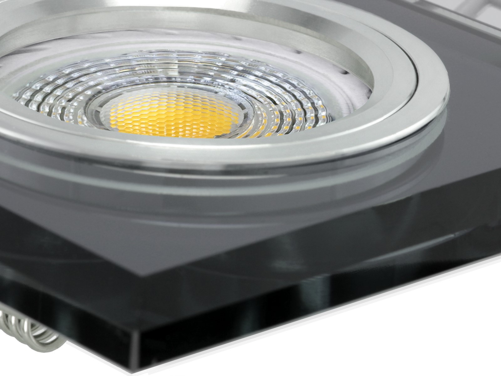 Glas led einbaustrahler leuchte quadratisch, schwarz spiegelnd ...